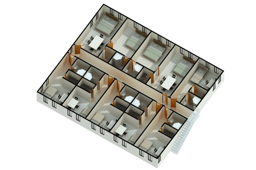 Comercial space built with modular building systems. Comercial spaces built with modular building systems