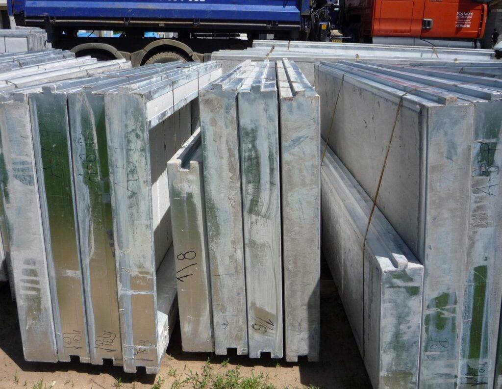 Picture of prefabricated elements used for affordable housing projects. These elements can be built using local labor and materials